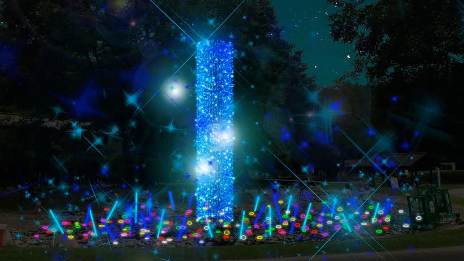 願いを叫ぶと光が変化。138タワーパークのイルミネーションを