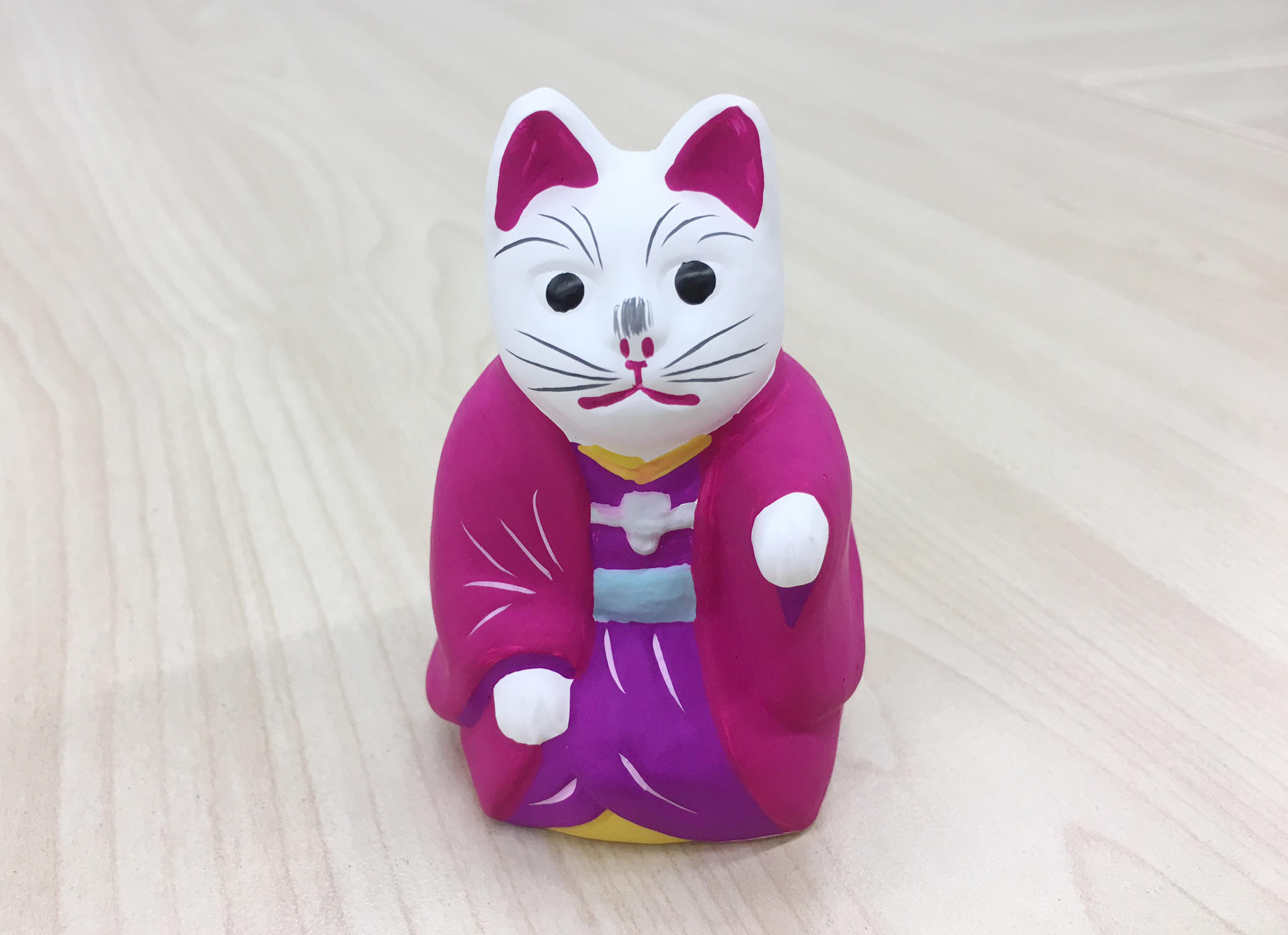 可愛い猫 招き猫 招福 福猫　縁起物 仙台堤人形 作家さとう 幸運 金運 商売繁盛 猫オブジェ 民芸品 郷土玩具◆伊達政宗公の里・仙台藩