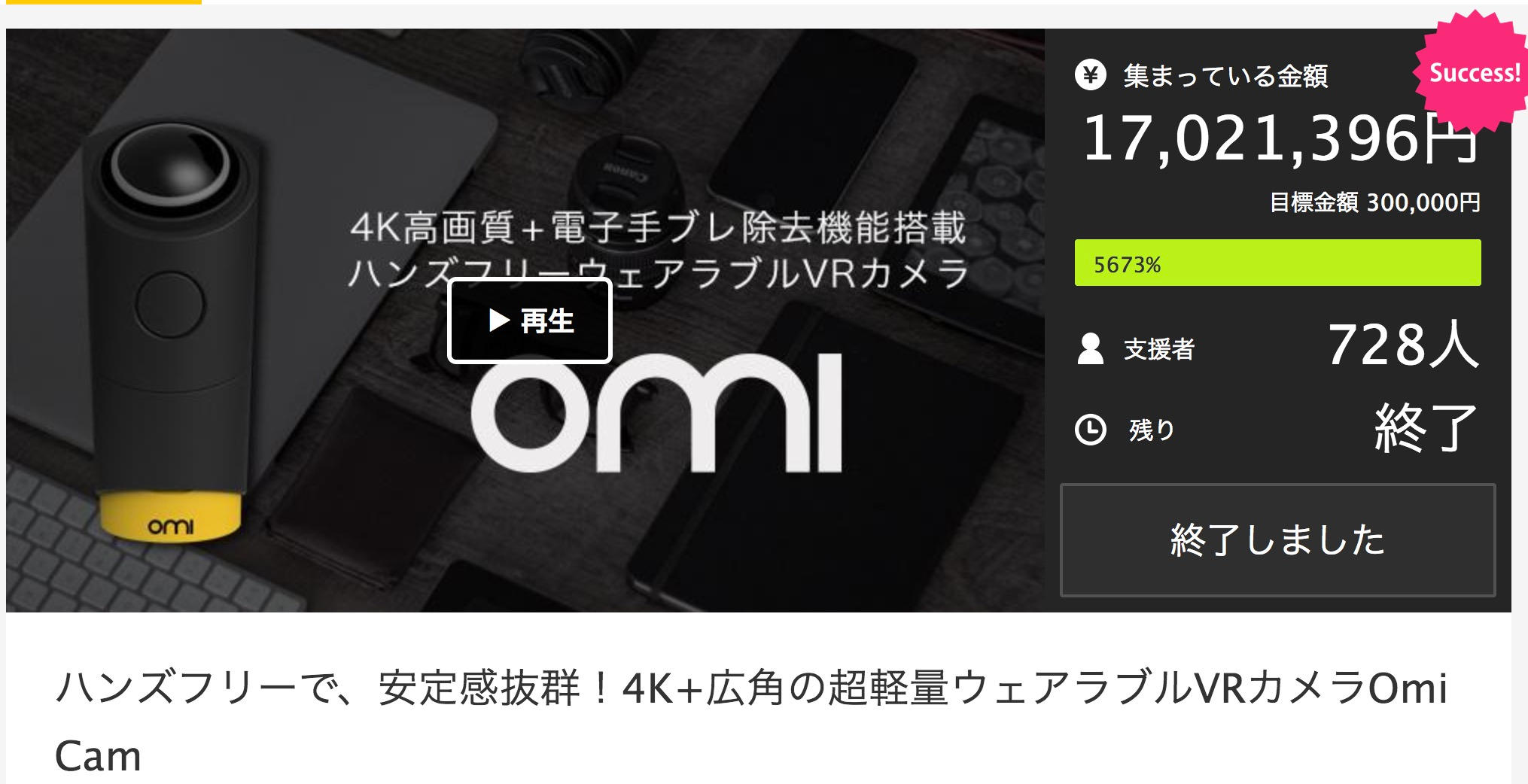 ハンズフリーで、安定感抜群！4K+広角の超軽量ウェアラブルVRカメラ