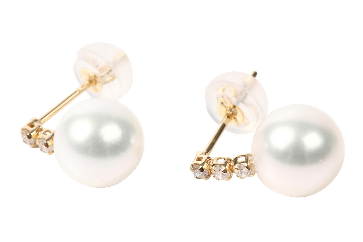壱岐真珠 ダイヤモンドピアス 7.0-7.5mm 0.03/0.03ct Pt/K18YG/K18PG
