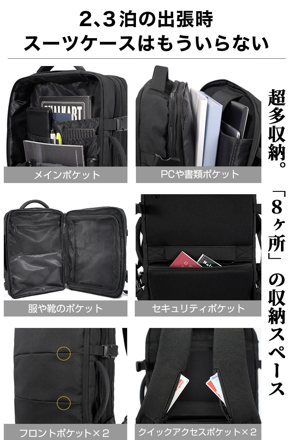 13個の機能搭載！出張や海外でも安心の防犯機能付き。マルチリュック