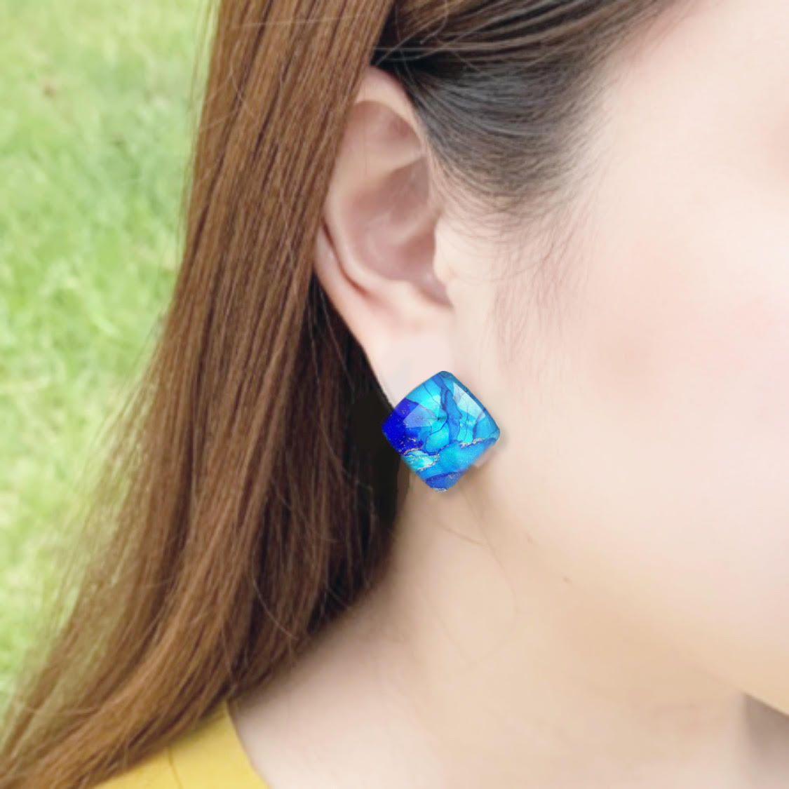ete スクエア型ブルーストーンピアス Natural stone Pierce 2024.09.03