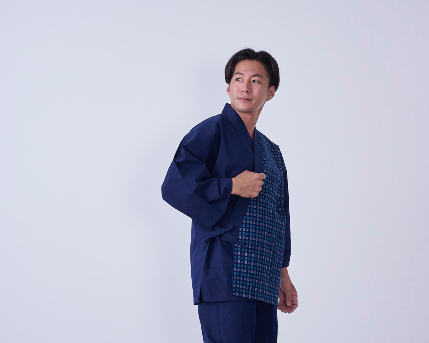 伝統の久留米織を使用したおしゃれ着作務衣 新品・未使用・送料無料 