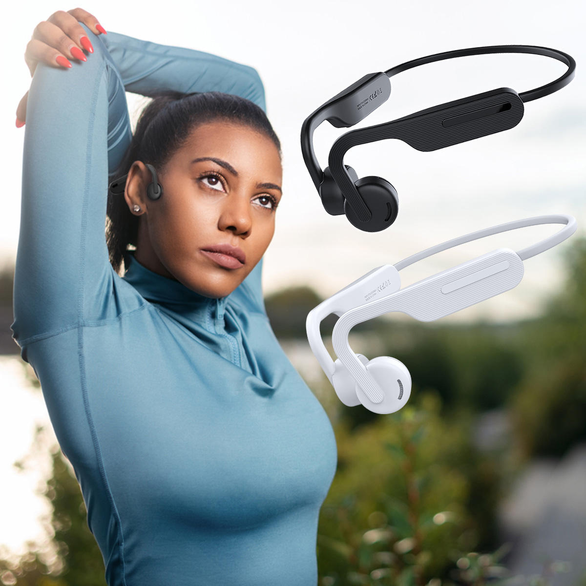 空気伝導 OPEN EAR型ワイヤレス イヤホン高音質、連続15時間再生可能