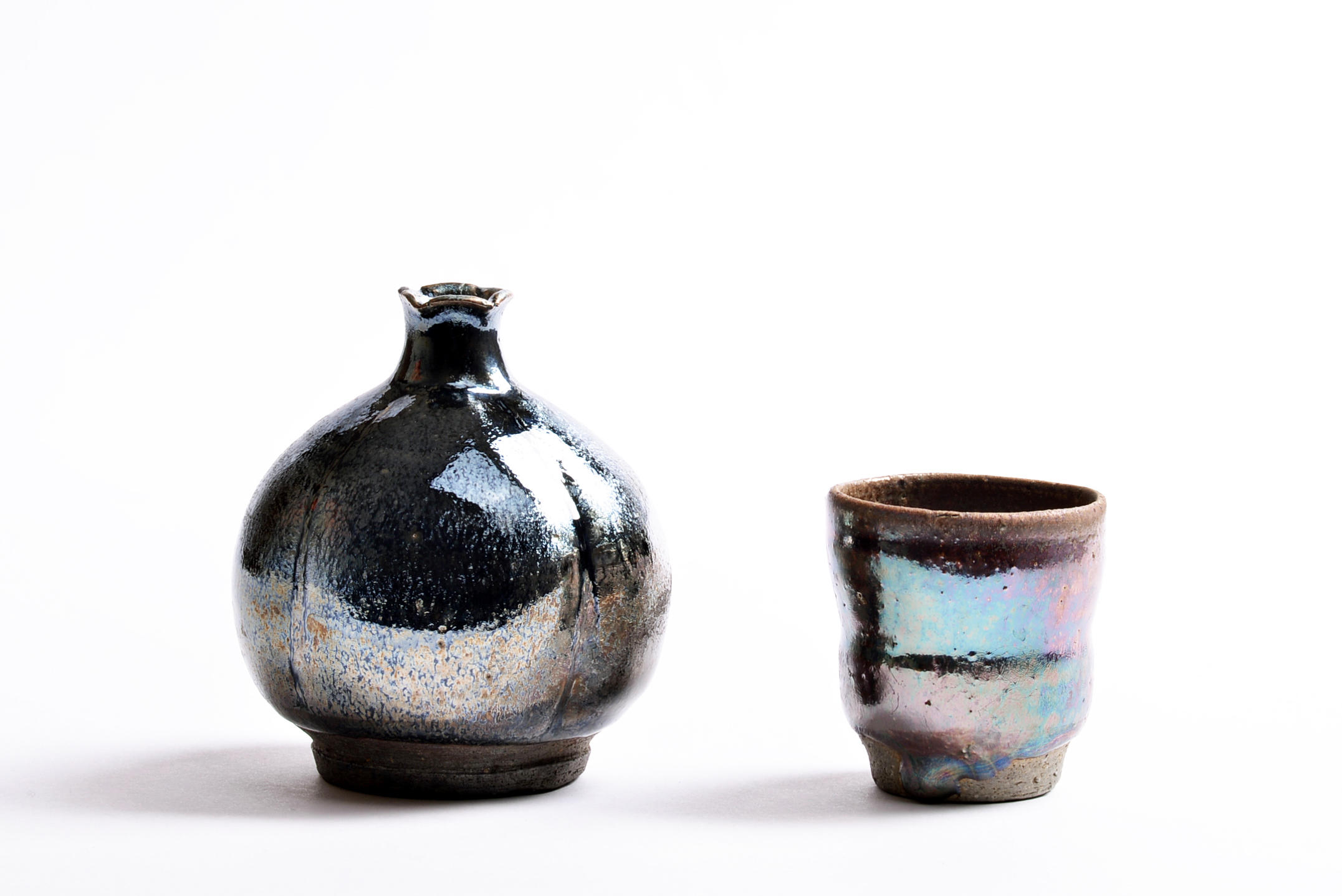 ③天目 窯変 曜変 ぐい呑 酒器 虹彩 作者不明