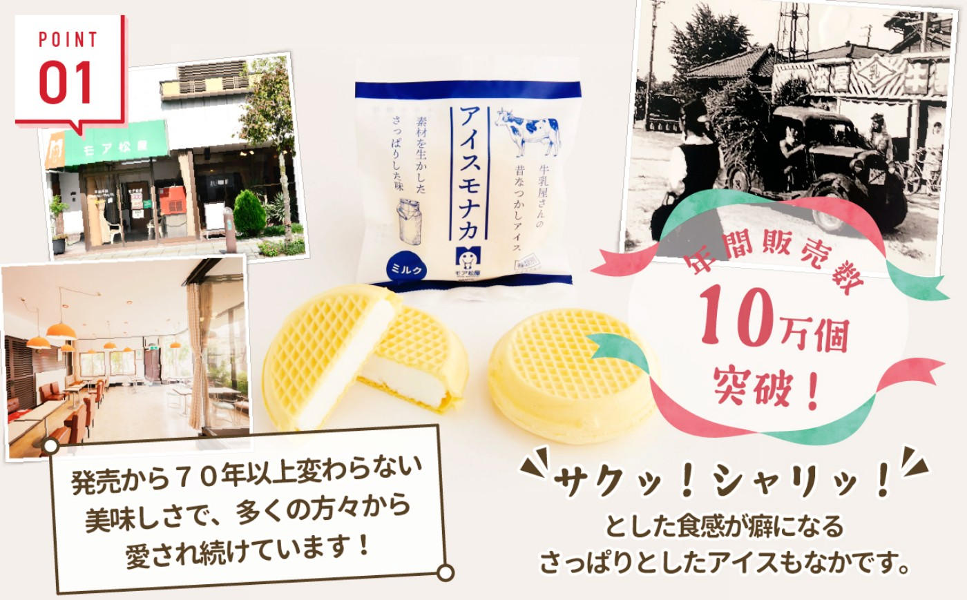 アイスもなか紅白6個＋モア松屋の店頭で使えるチケット【冷凍送料含む