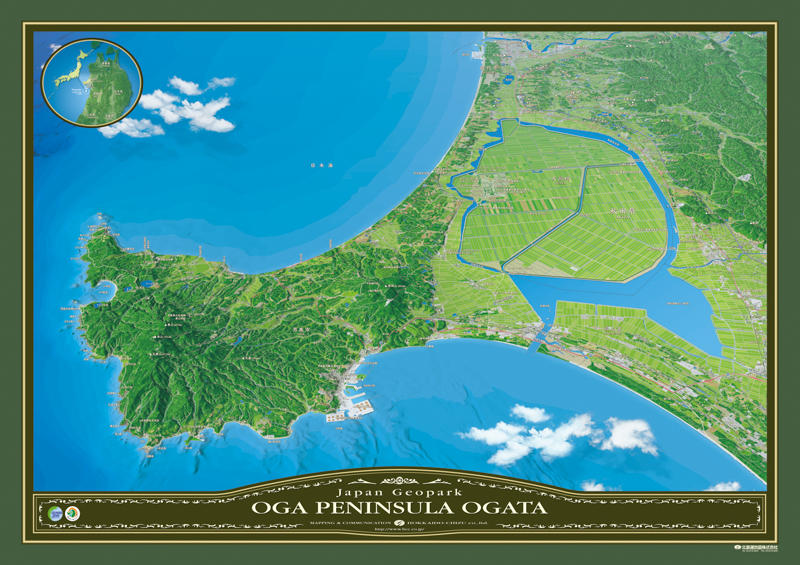 GEOART「男鹿半島・大潟」 | 地球時間の旅ストア～山岳地図・鳥瞰図～