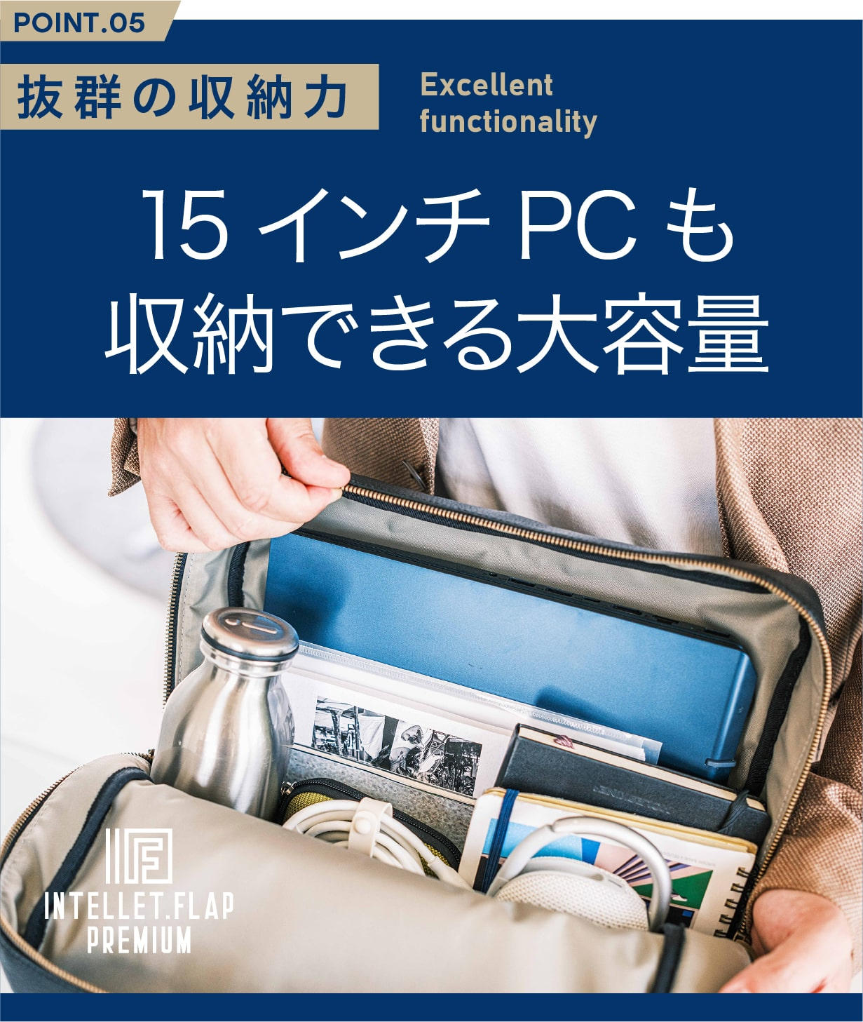 独自構造】新発想ポケットでフラップ閉じたまま使える！本革レザー