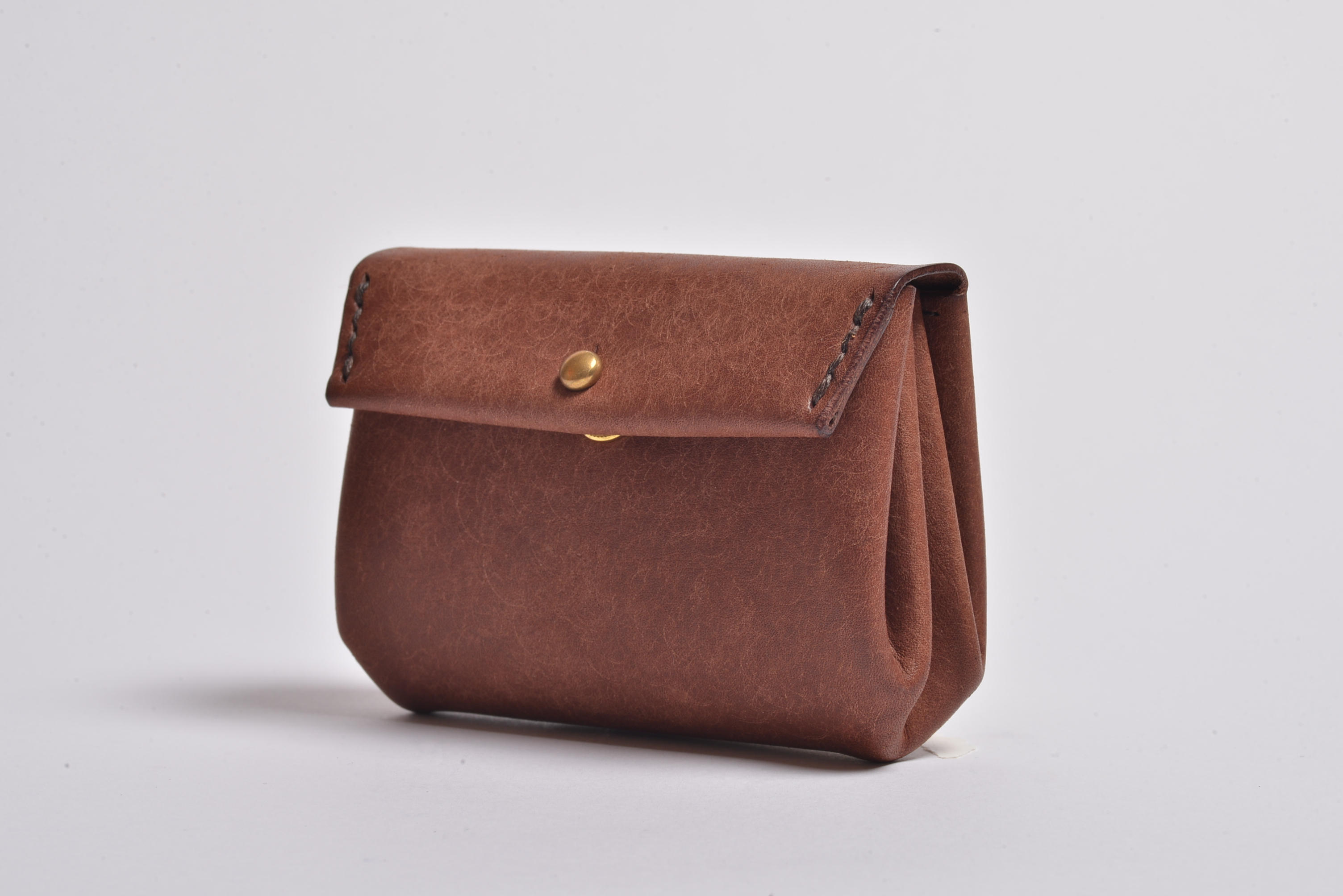 レザー半裁　こげ茶 ちっ財布 こげ茶 - (［小野里健一］大切な子どもへ自ら手作りした