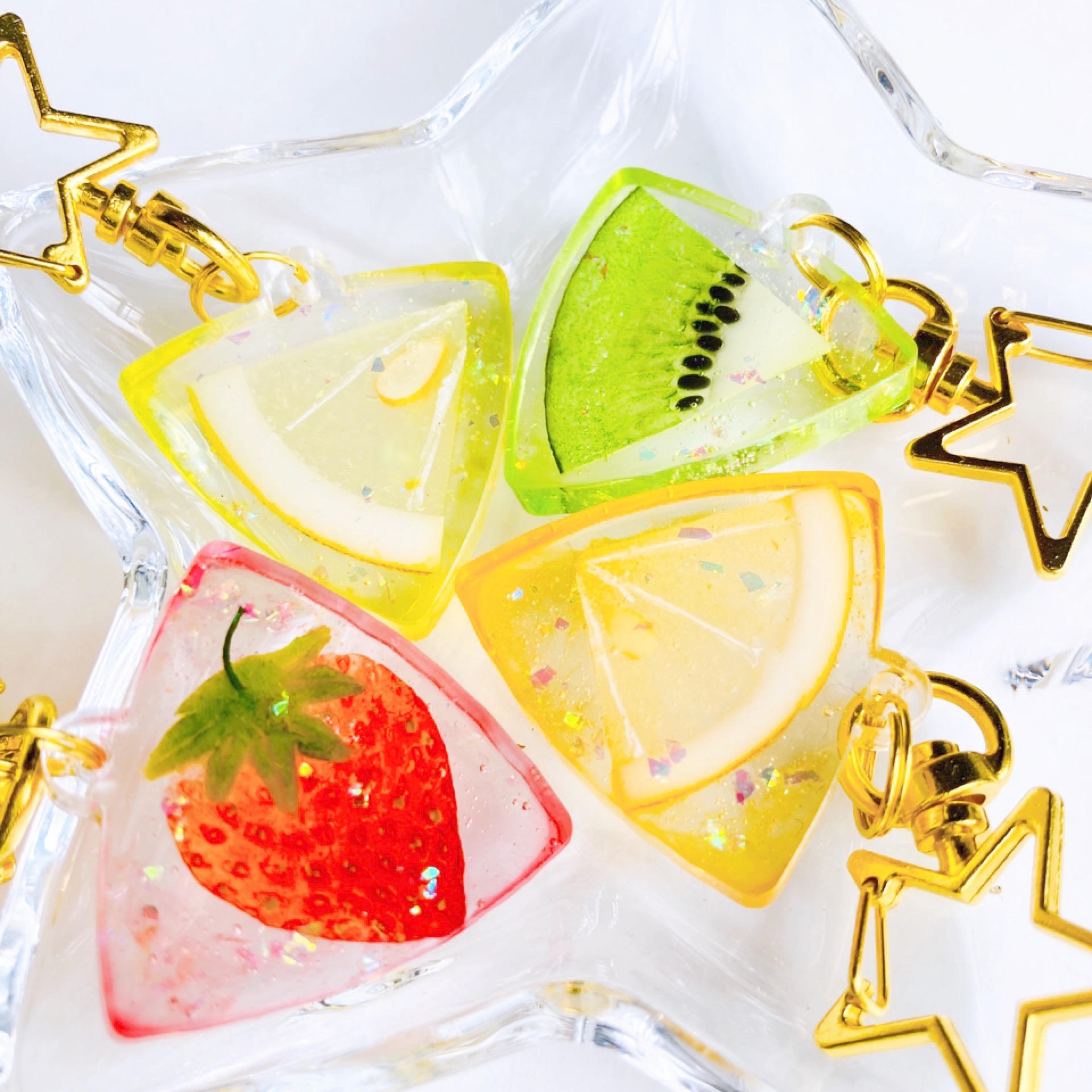 Creema SPRINGS先行販売】押しフルーツ ピック型キーホルダー