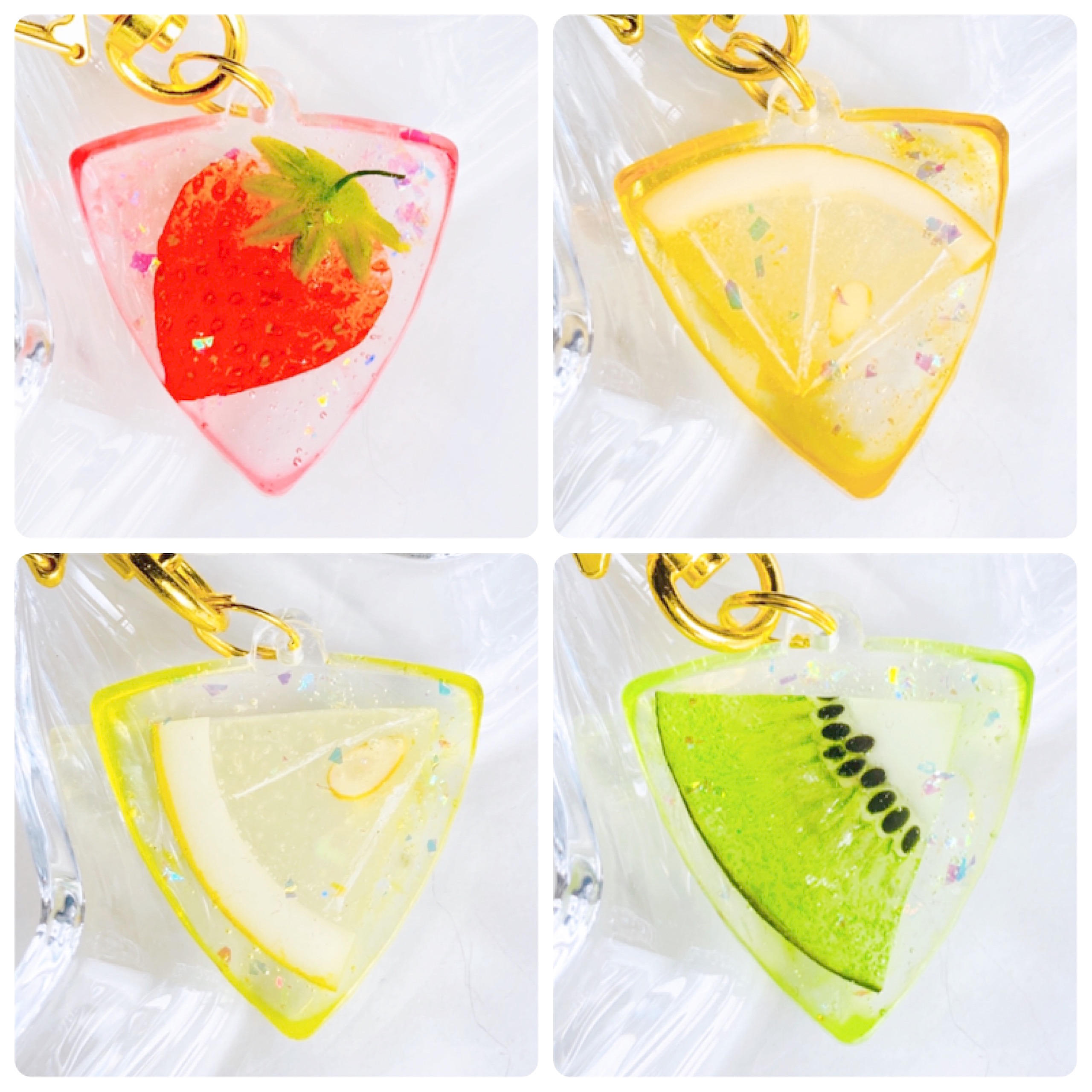 Creema SPRINGS先行販売】押しフルーツ ピック型キーホルダー