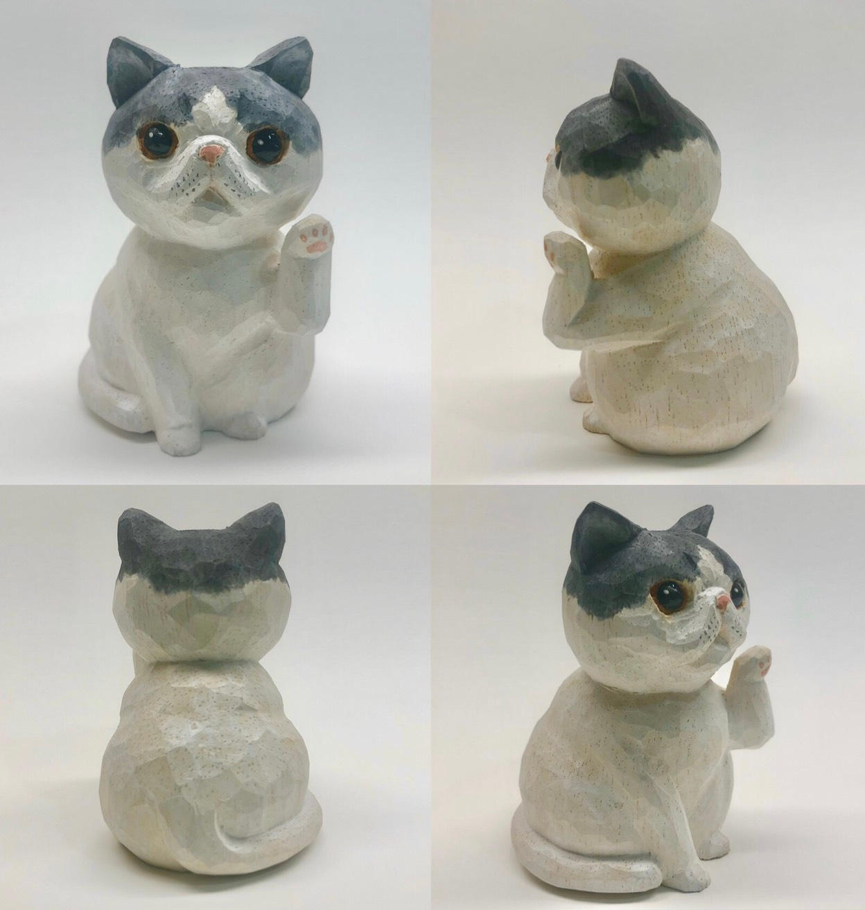 猫ちゃんオーダー(ふっくら大) - (あなたの猫ちゃんをモデルに木彫りの