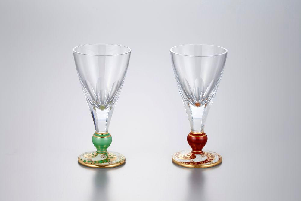 ペア万華鏡冷酒グラス 金襴手花唐草文（きんらんではなからくさもん