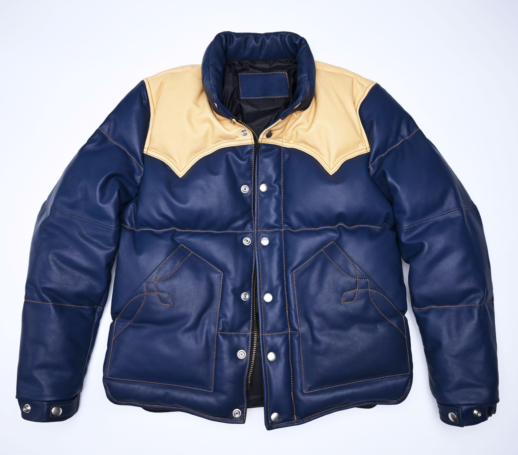 GARRETT ダークブルー レザーダウン50 デザイン性と機能性を兼備した、最上級のレザーダウンジャケット