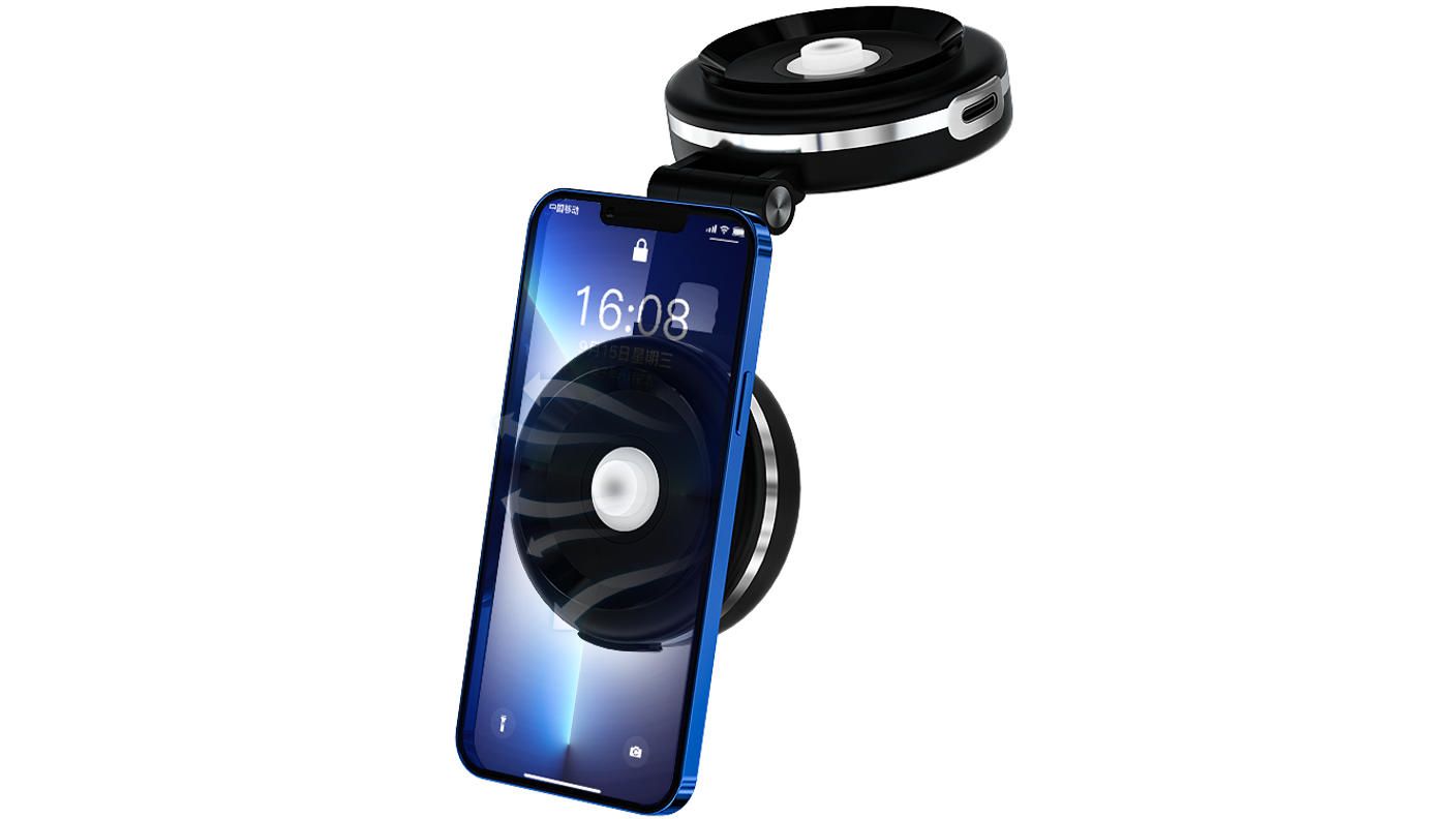 クラウドファンディングプロジェクト：1秒でガッシリ自動固定！ワイヤレス充電対応の真空吸着式スマホホルダー