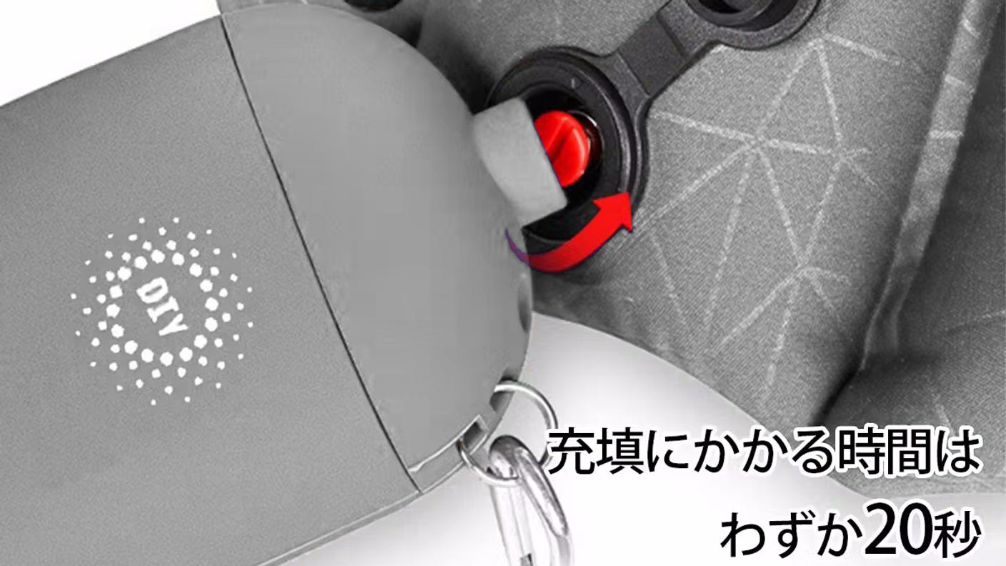 クラウドファンディングプロジェクト：累計出荷数1万個◎どこでもポンプになるケースで20秒で膨らむ3in1ネックピロー