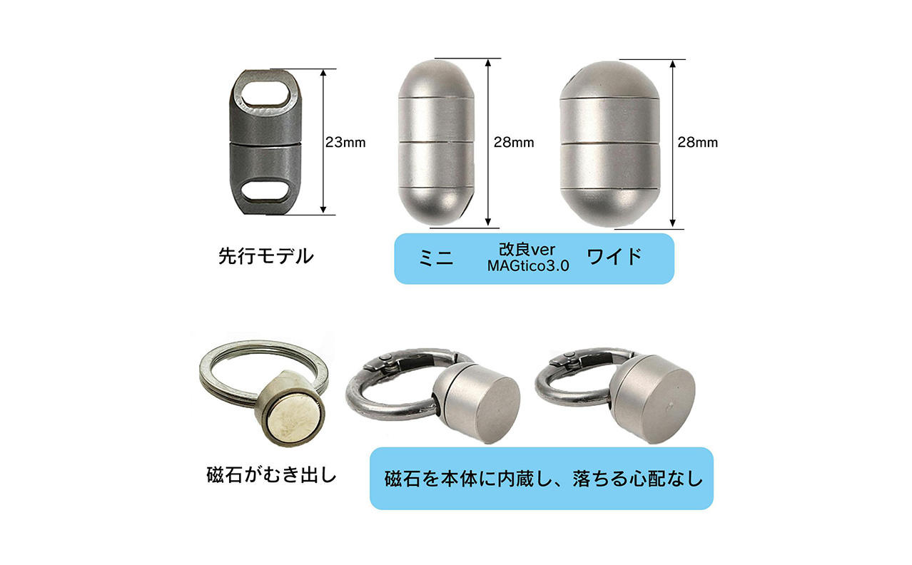 朝の忘れ物防止第3弾！チタン製マグネットコネクターで、鍵も小物も