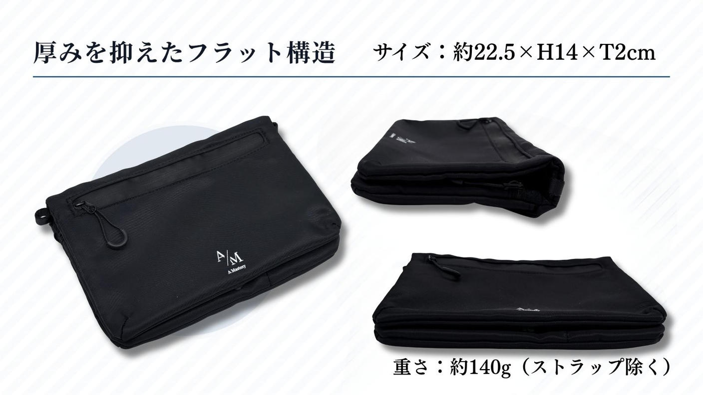 クラウドファンディングプロジェクト：”スマホ＋α”がすっきり収まる薄くて軽い【フラットバッグ】