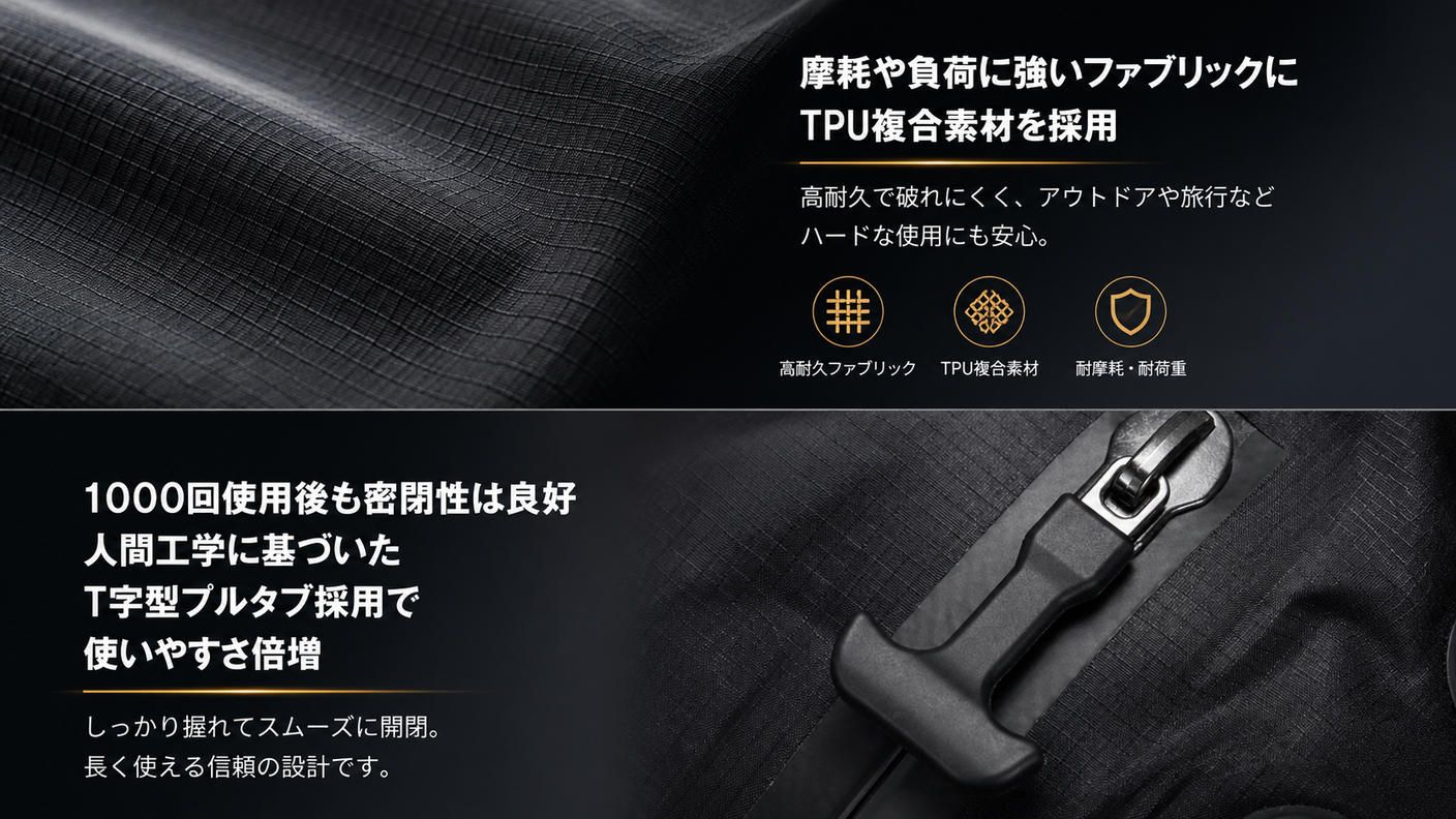 クラウドファンディングプロジェクト：タフに使える、大人の収納ギア。内蔵ポンプ搭載 電動圧縮バッグ「GEARPACK」