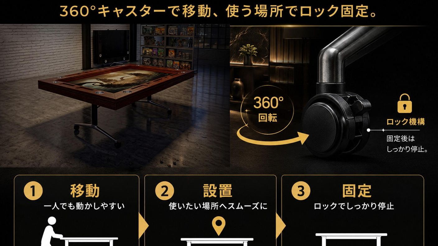 クラウドファンディングプロジェクト：【置き場所問題を解決】最短2秒で収納！遊ぶ時だけ広げる本格ボードゲームテーブル｜NOMAD