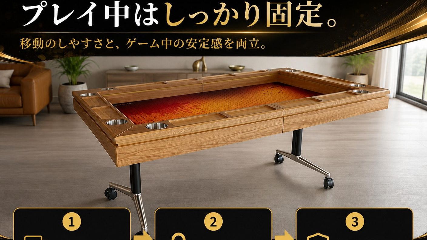 クラウドファンディングプロジェクト：【置き場所問題を解決】最短2秒で収納！遊ぶ時だけ広げる本格ボードゲームテーブル｜NOMAD