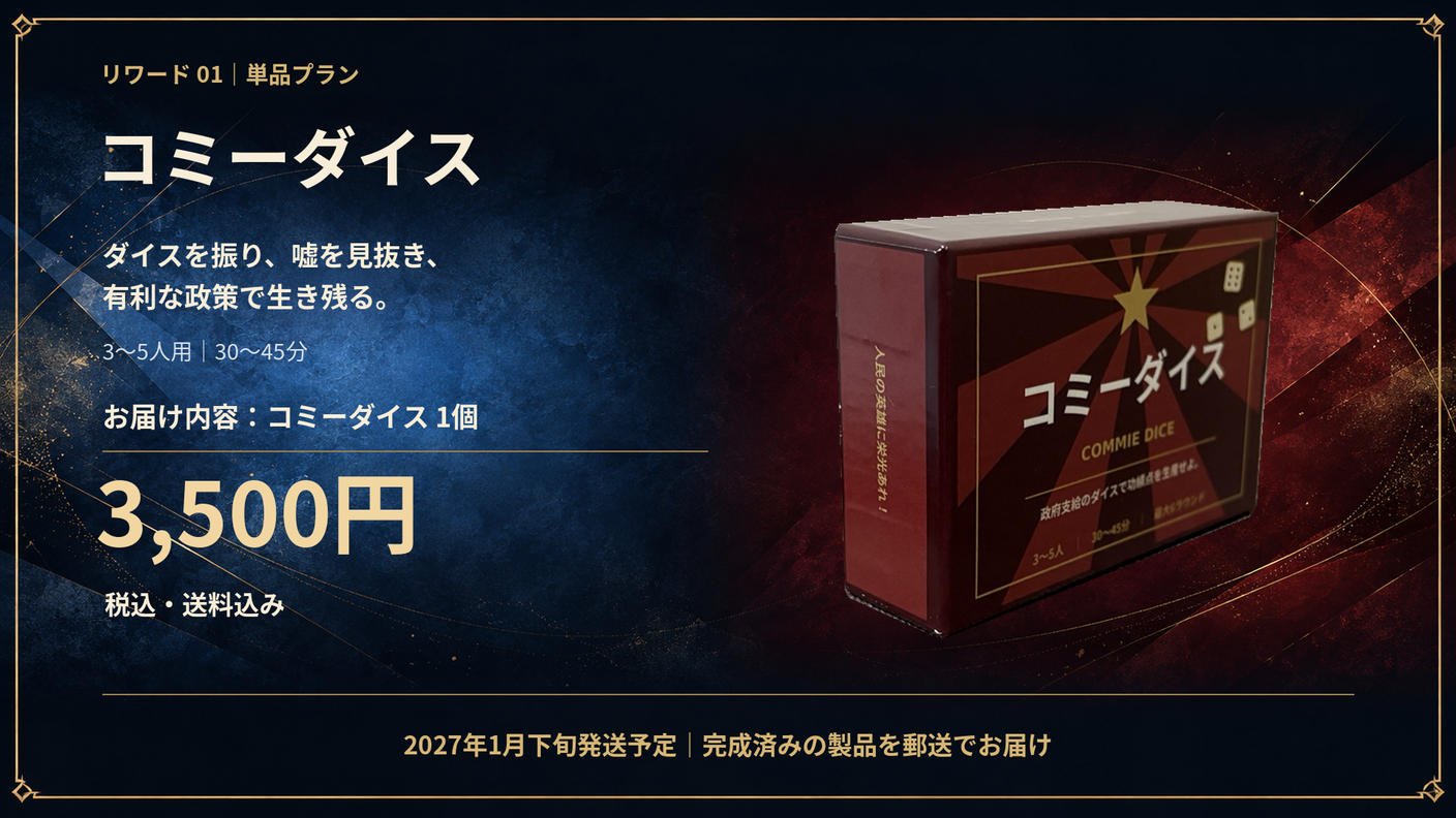 クラウドファンディングプロジェクト：ゲームマーケット出展の2作品『コミーダイス』『NINE HANDS』を全国へ！
