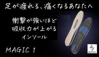 クラウドファンディングプロジェクト:いつもの靴に"入れるだけ"で足の負担が最大70%軽減するインソールMAGIC 1