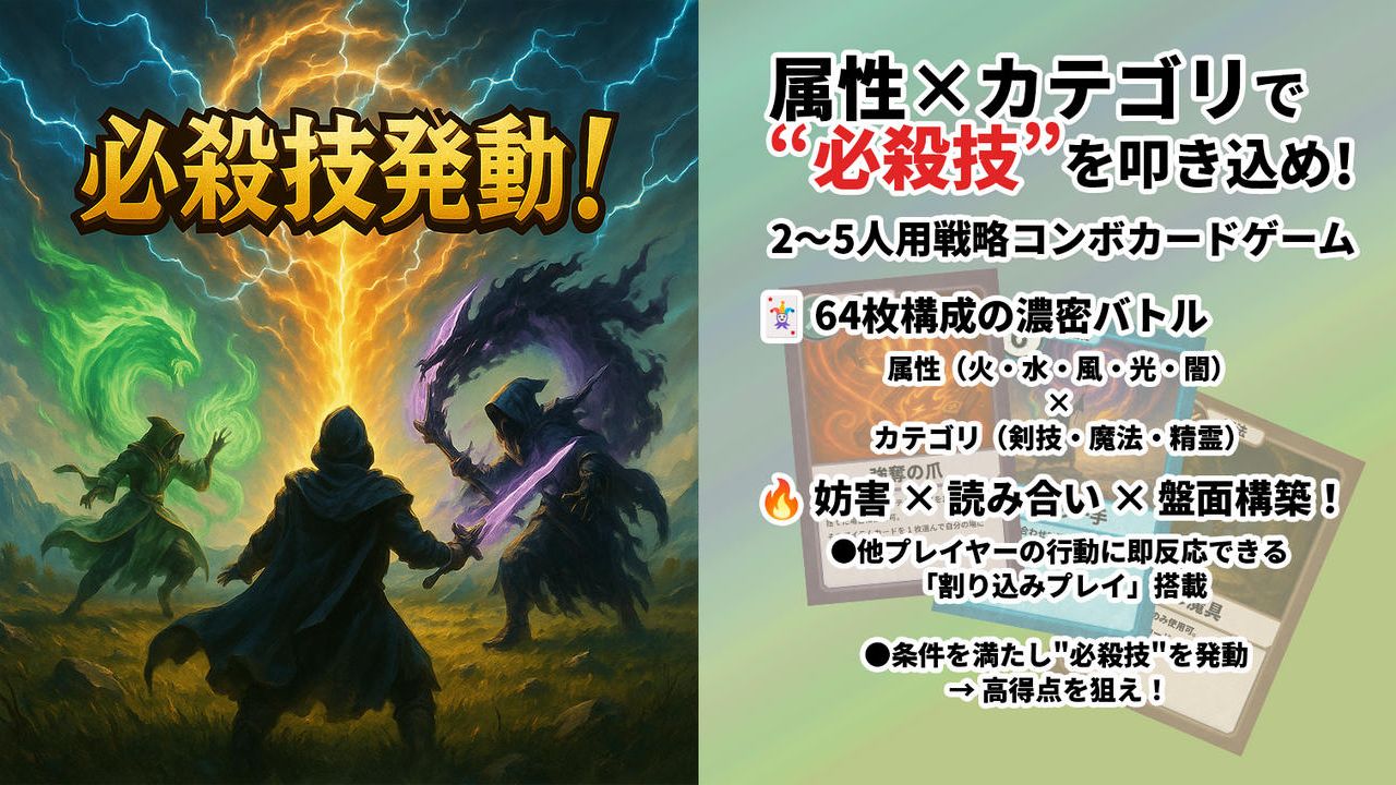 ポーカー×麻雀？新感覚盤面構築ゲーム「必殺技発動！」を作りたい！