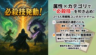 クラウドファンディングプロジェクト：ポーカー×麻雀？新感覚盤面構築ゲーム「必殺技発動！」を作りたい！