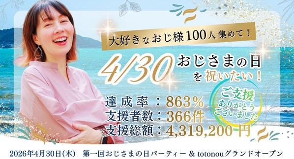 クラウドファンディングプロジェクト：大好きなおじ様100人集めて！4/30おじさまの日を祝いたい！