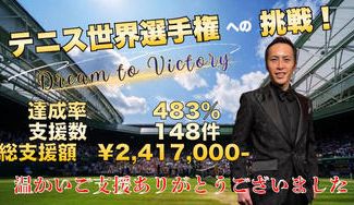 クラウドファンディングプロジェクト：Challenge like a baby！世界テニス選手権へ挑戦したい！