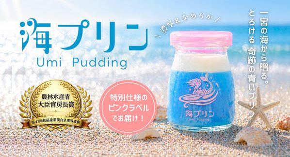 クラウドファンディングプロジェクト：一宮の海からの贈りもの。農林水産省大臣官房長賞受賞！濃厚＆なめらか「奇跡の青い海プリン」特別販売