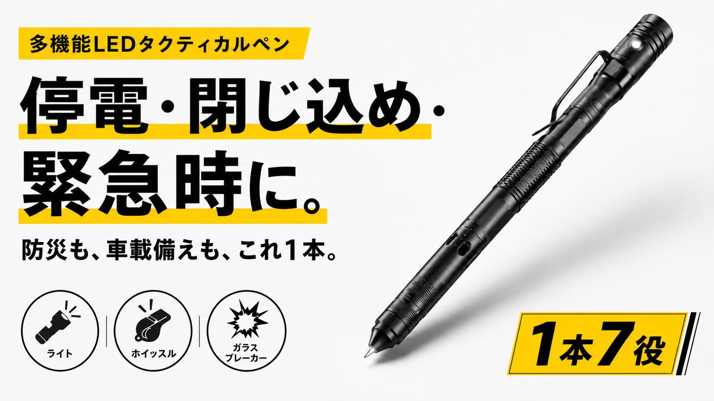 クラウドファンディングプロジェクト：【1本7役】書く・照らす・知らせる・備える。防災・日常にも使える多機能LEDペン