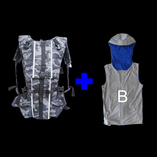 人間エアコン　タイプＢ　１セット(頭部+背中冷却モデル)グレー【早期限定42％OFF】