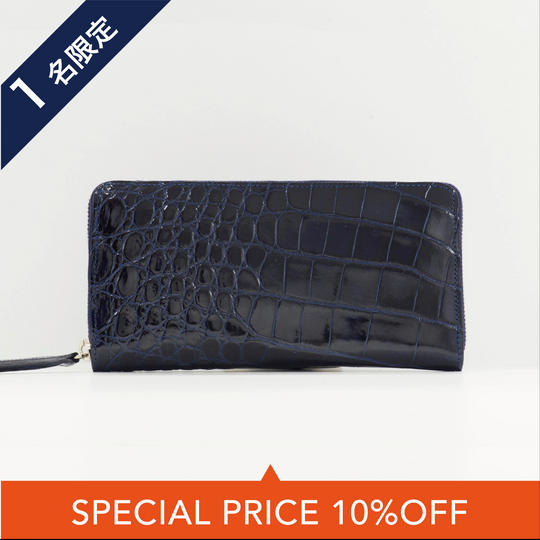 【１名限定】SUKUMO Crocodile WET シリーズ　ラウンドZIP