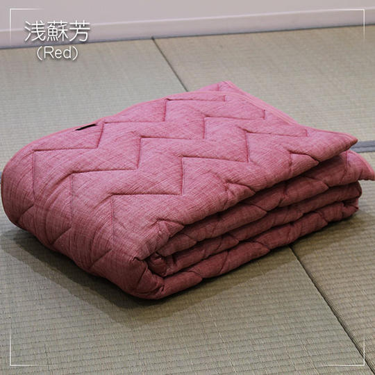 近江麻 竿干しちぢみ敷パッド シングルサイズ 浅蘇芳(あさすおう)Red