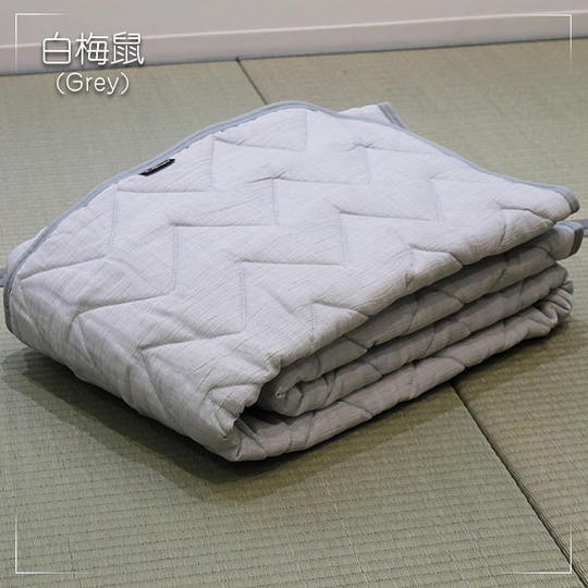 近江麻 竿干しちぢみ敷パッド シングルサイズ 白梅鼠(しらうめねず)Grey