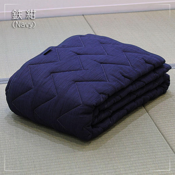 訳有り近江麻友禅染シーツ2枚 近江麻 竿干しちぢみ敷パッド シングルサイズ 紺天鵞絨（こん