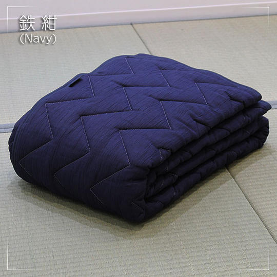 近江麻 竿干しちぢみ敷パッド シングルサイズ 鉄紺(てつこん)Navy