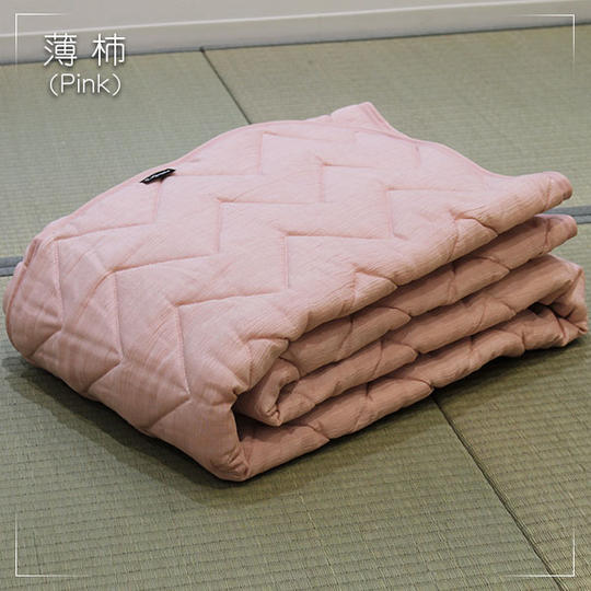 近江麻 竿干しちぢみ敷パッド シングルサイズ 薄柿(うすがき)Pink