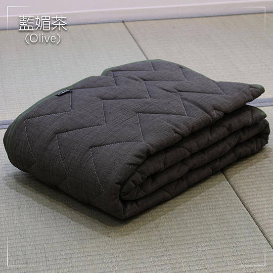 近江麻 竿干しちぢみ敷パッド シングルサイズ 藍媚茶(あいこびちゃ)Olive