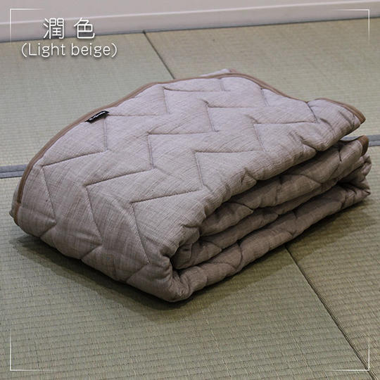 近江麻 竿干しちぢみ敷パッド シングルサイズ 潤色(うるみいろ)Light beige