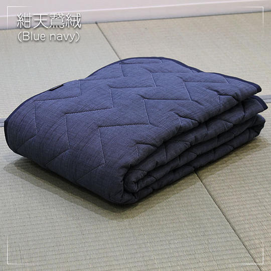 近江麻 竿干しちぢみ敷パッド シングルサイズ 紺天鵞絨(こんびろうど)Blue navy