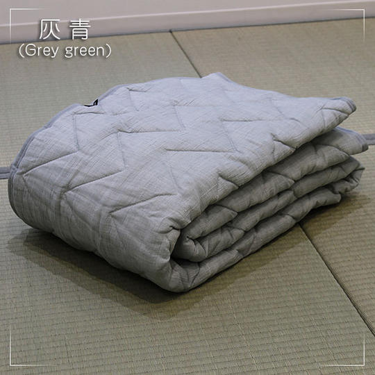 近江麻 竿干しちぢみ敷パッド シングルサイズ 灰青(はいあお)Grey green