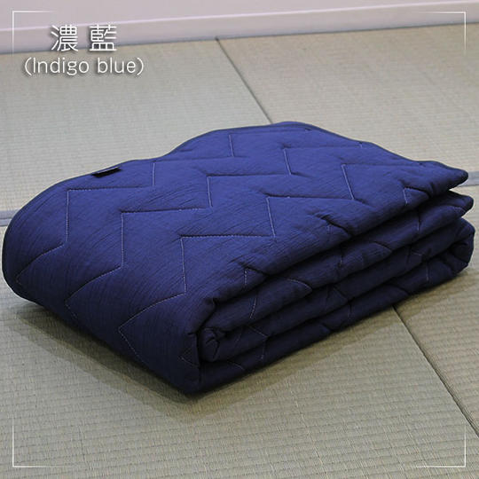 近江麻 竿干しちぢみ敷パッド シングルサイズ 濃藍(こいあい)Indigo blue