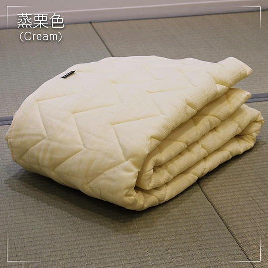近江麻 竿干しちぢみ敷パッド シングルサイズ 蒸栗色(むしぐりいろ)Cream