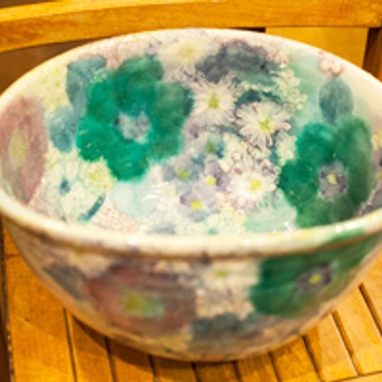 瀬戸の女流陶芸家 野村晃子　花ワインクーラー（グリーン）、やきものワールドチケット5枚付き