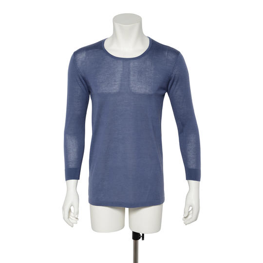 クルーネック(丸首)八分袖シャツ