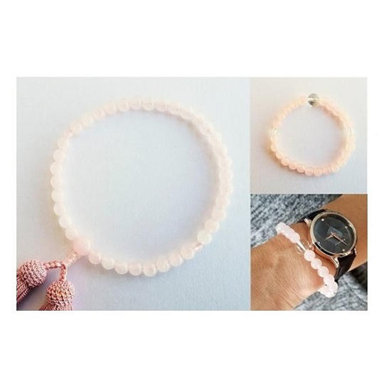 【30％OFF】婦人用／厳選『永観』京念珠セット(念珠＋腕珠)《紅水晶(ローズクォーツ)》