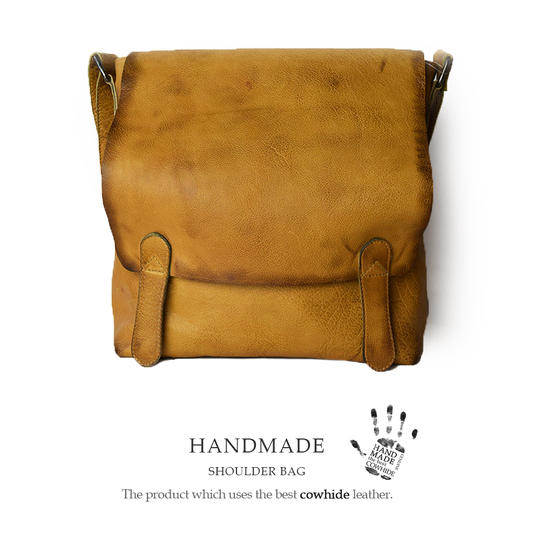 【先着50名様 20%OFF】牛革ヴィンテージ加工ショルダーバッグ(キャメル)